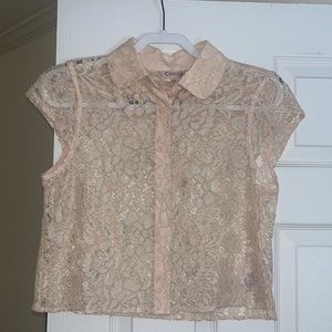 Pink Lace Collared shirt